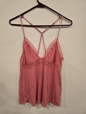 Victoria's Secret Pink Lace Camisole Strappy Back Y2K Coquette Lingerie Top XL