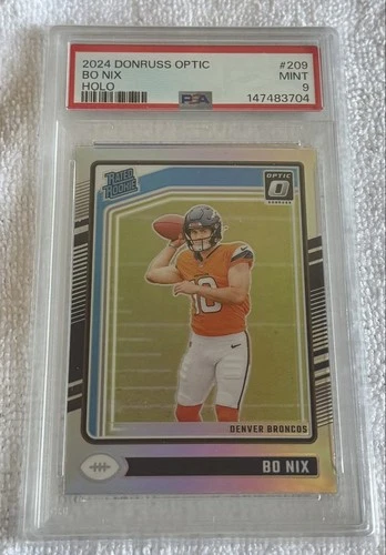 2024 Panini Donruss Optic - Rated Rookie Bo Nix #209 Holo Prizm (RC) - PSA 9