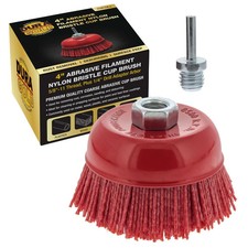 Dura-Gold 4 Abrasive Filament Nylon Bristle Cup Brush - 5/8 11 Thread 1/4 Hex