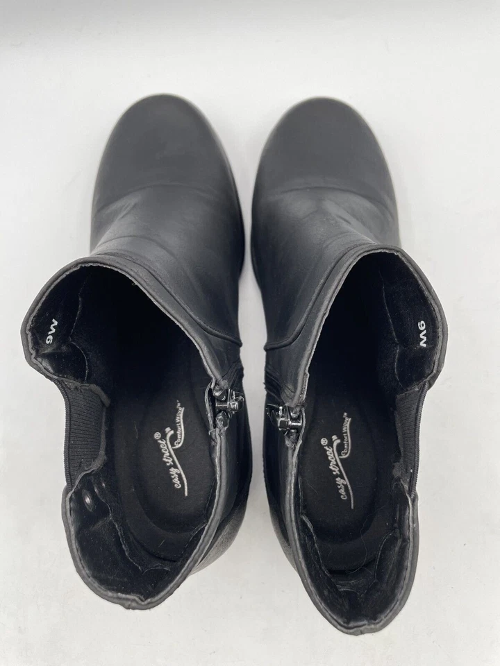 Botín Easy Street Jessalyn para mujer talla 9W cuero negro sin cordones tacón cubano Foto 4 de 4