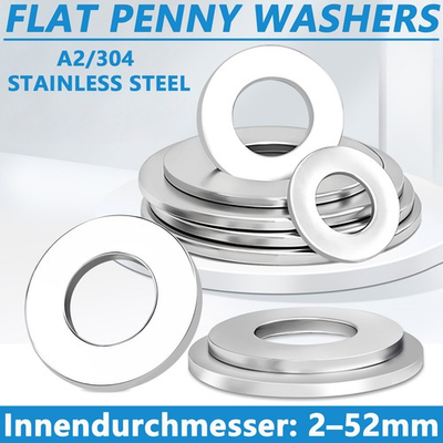 #ad FLAT FORM A WASHERS A2 STAINLESS STEEL REPAIR WASHERS MUDGUARD WASHER DIN125 $34.89