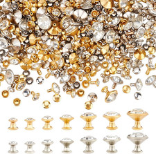 280 Sets 7 Sizes Clear Rhinestone Rivets 5 11Mm Platinum Gold Crystal Rivets