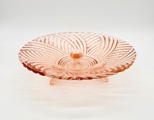 Anchor Hocking Pink Depression Glass Prismatic Swirl Footed Bowl 8.5"