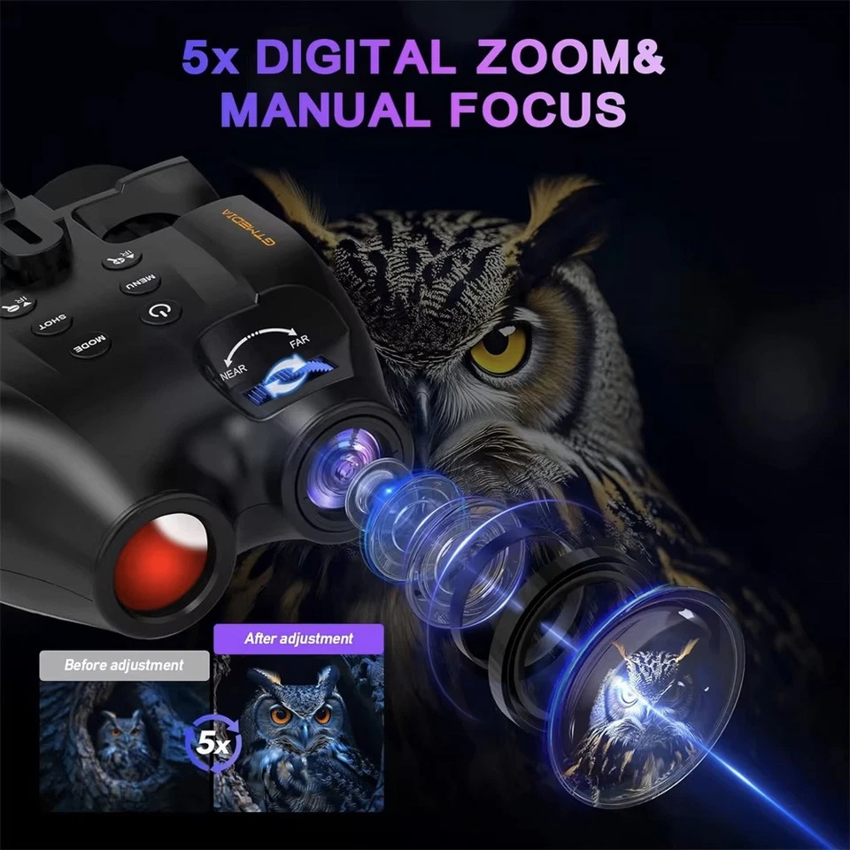 US Head Mounted Night Vision Binoculars Digital Infrared Goggles Rechargeable - Image 4 of 4