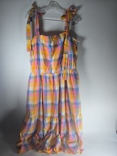 Free Assembly Sleeveless Maxi Dress Women's Sz XXL Plaid 100% Cotton