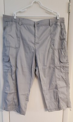 Style & Co. Womens Plus Bungee Capris 24W Comfort Waist Grey Misty Harbor New