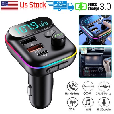 Bluetooth Wireless Car Charger FM Transmitter MP3 Player Radio PD+USB Adapter·