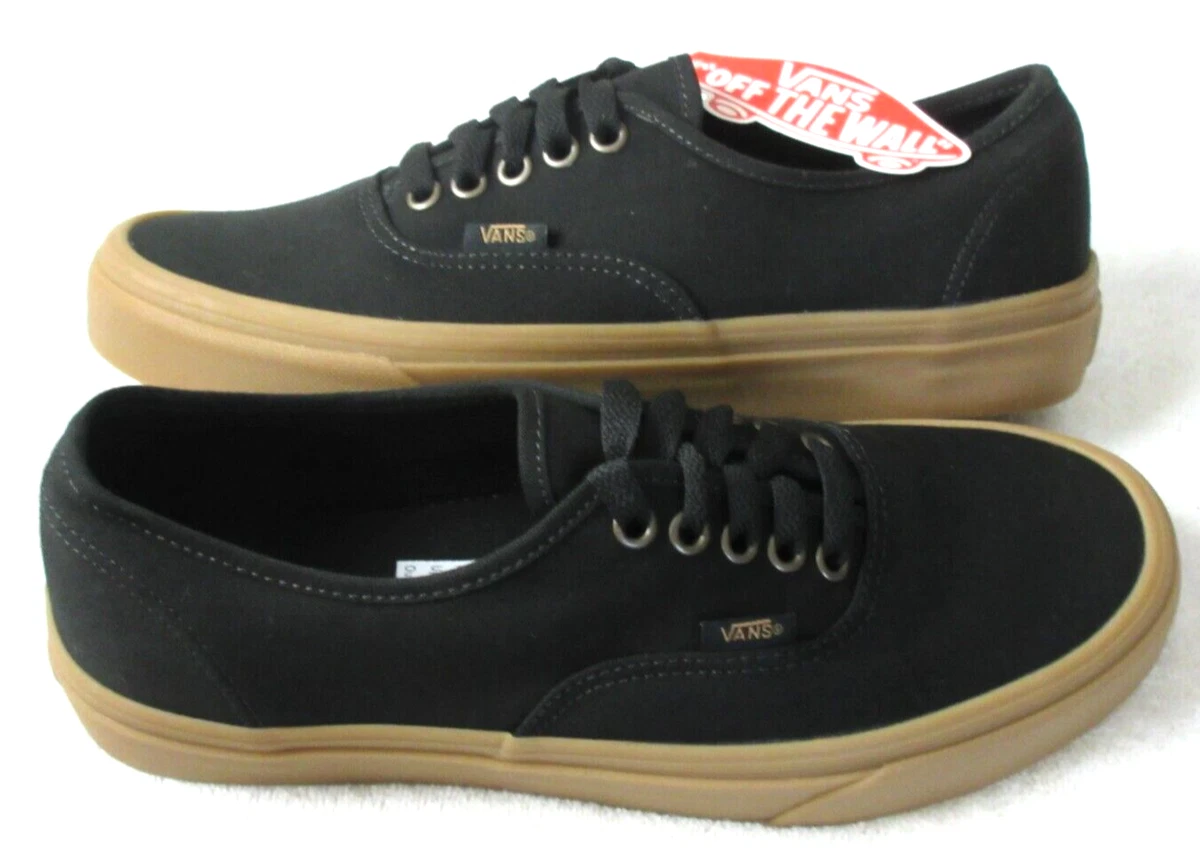 Vans Men s Authentic Light Gum Black Canvas Classic Skate shoes Size 8 NIB