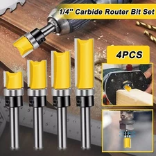 4Pcs 1/4'' Shank Top Bearing Flush Trim Carbide Router Bit Set Milling Cutter US