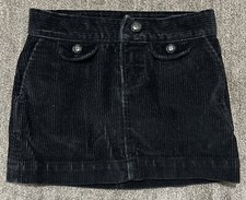 GAP Girl's Black Corduroy Mini Skirt Zip Close 4 Pockets, Size 6 Reg