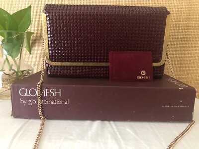 Original Vintage Glomesh Clutch Bag New Burgundy evening bag