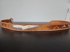 NWOT vintage HAND TOOLED western EAGLE buckle belt 38 handcrafted COWBOY leather