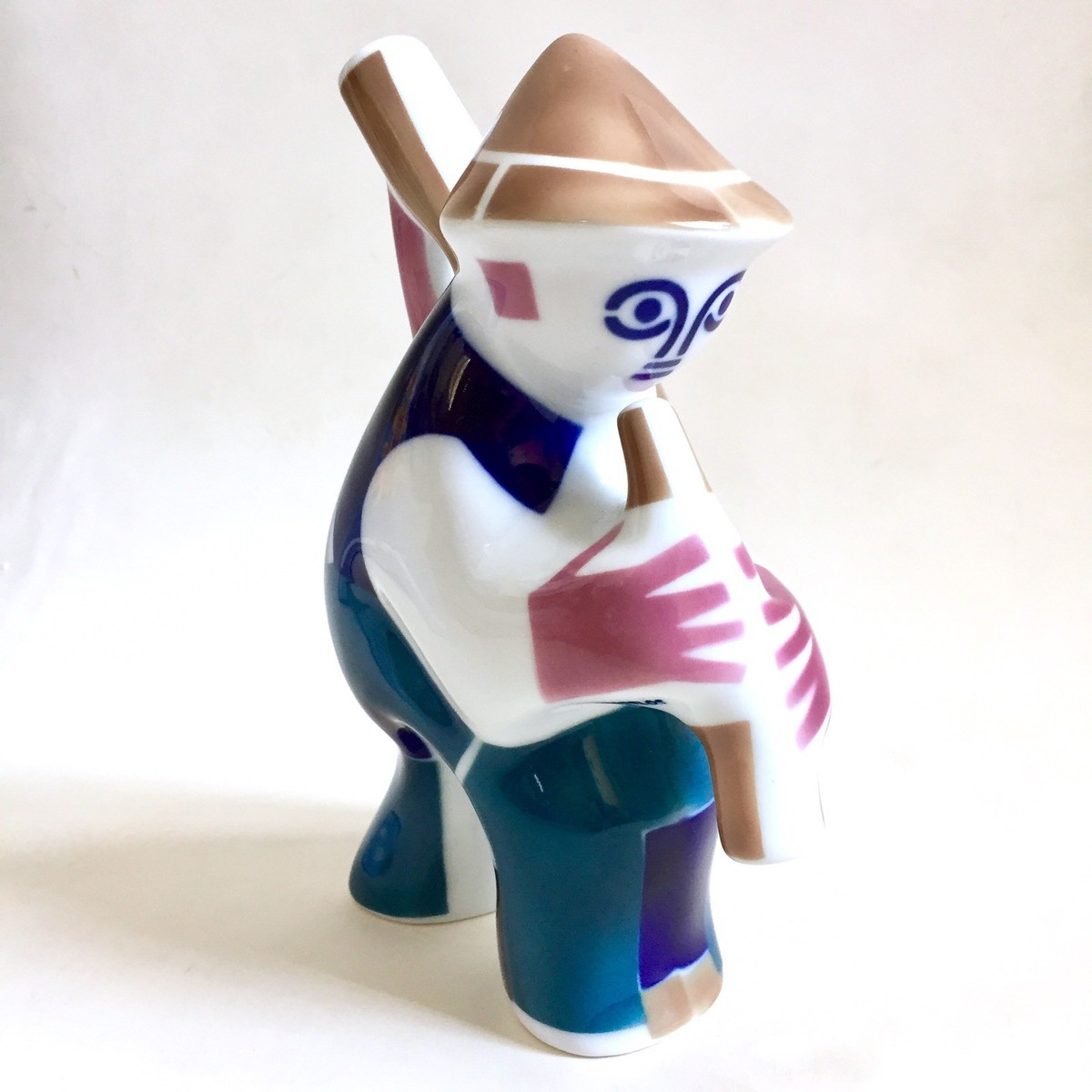 Sargadelos Musician Bagpipes Player Spain Hand Made Porcelain Art