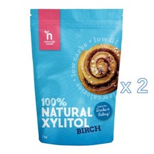 2 x Naturally Sweet 100% Natural Xylitol Birch 1kg Sweetener Total 2KG