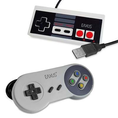 2x Set USB Retro Controller für PC Windows Mac Raspberry NES SNES Gamepad EAXUS 