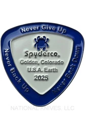 Spyderco SpyderCoin 2025 Challenge Coin - White/Blue Enamel Finish - Single Coin