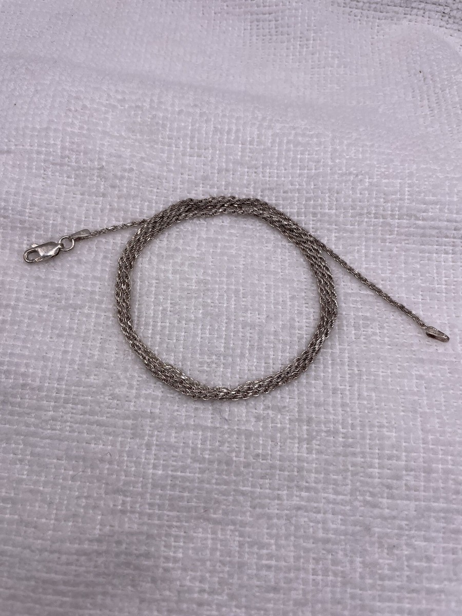 Sterling Silver 1.5mm Rope Necklace Signed Az Marked .925 Italy