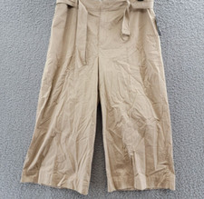 Lauren Ralph Lauren Micro-Sanded Twill Belted Wide-Leg Pants Women's 16 Tan