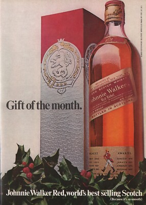 1969 Vintage Johnnie Walker Red Label Scotch Whiskey Gift Distillery Print Ad
