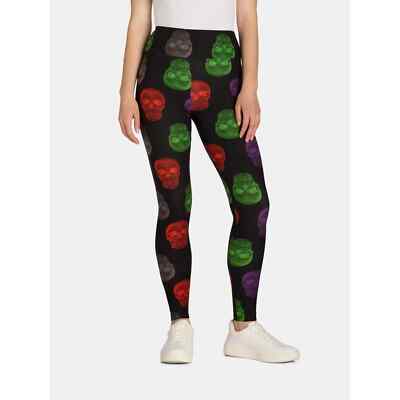No Boundaries Sueded Ankle Leggings XXL-1X Halloween Multi Color Skull Print