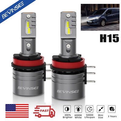 6000K White H15 LED Headlight High Beam DRL Lights Bulbs For Benz GLA GLK Metris