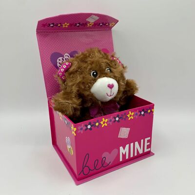 NEW - ''bee MINE' Valentine Gift/Trinket/Keepsake Box with 6'' Bear