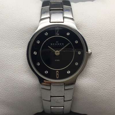 Skagen Denmark Steel Watch Women 27mm Silver Tone Black New  display picture 3