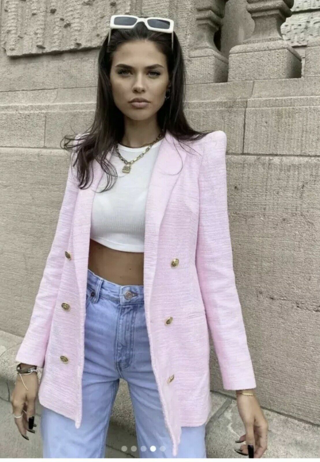 NWT ZARA PASTEL PINK TWEED TEXTURED 