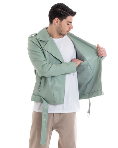 Giubbotto Uomo Biker Chiodo Ecopelle Casual Vari Colori - Foto 15 di 34
