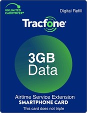 TracFone 3GB Data Prepaid Add On Refill Card, Only For Smartphones. Same Day
