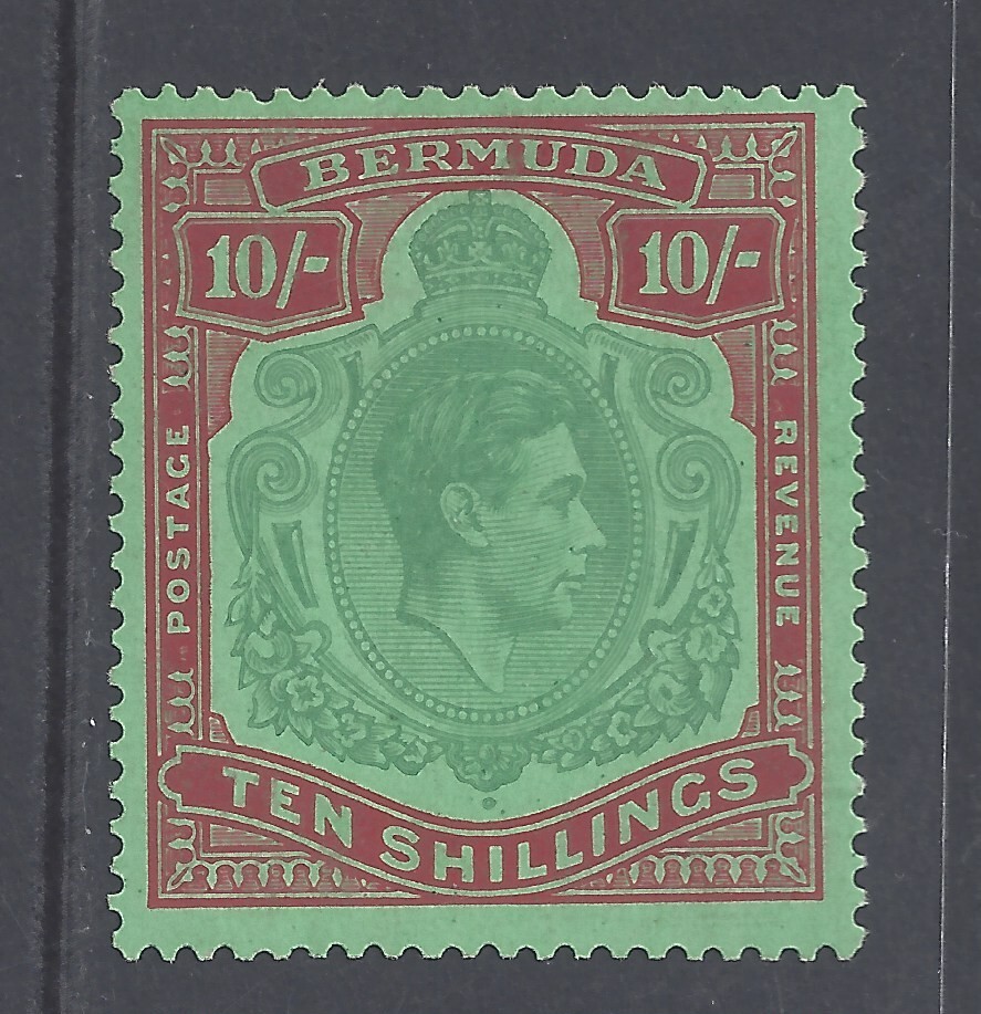 BERMUDA GVI 1939 10s. AZUL-VERDE Y ROJO INTENSO/VERDE COMO NUEVO NUNCA ARTICULADO SG119a