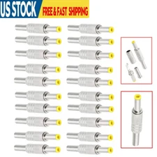20pcs DC Power Jack 5.5mm x 2.5mm Male Plug Adapter Connector W/ Metal Handle US