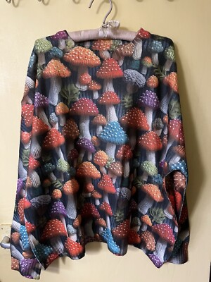 3D Allover Print Fliegenpilze   Pullover weich angeraut Stoff XL NEU