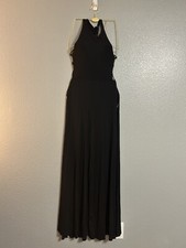 black soft stretch lace up back open side wide leg jumpsuit attached short small