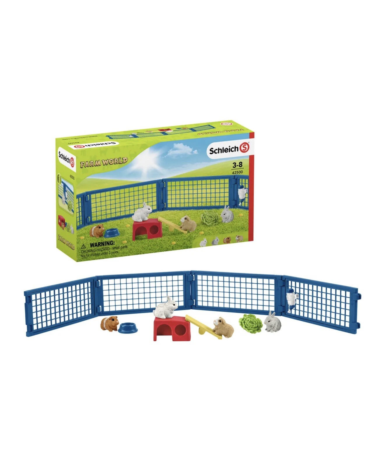 42500 Schleich Rabbit and Guinea Pig Hutch Farm Life Set Animals NEW FREE P&P