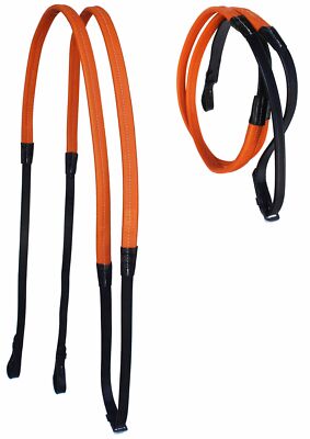 54'' Horse English Black Leather Rubber Grip Schooling TRAINING Reins 805LR23
