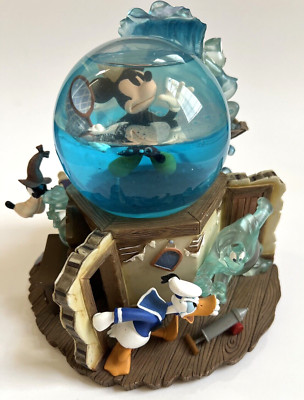 RARE Disney Lonesome Ghost Snow Globe Grim Grinning Ghosts, Plays Music! READ,