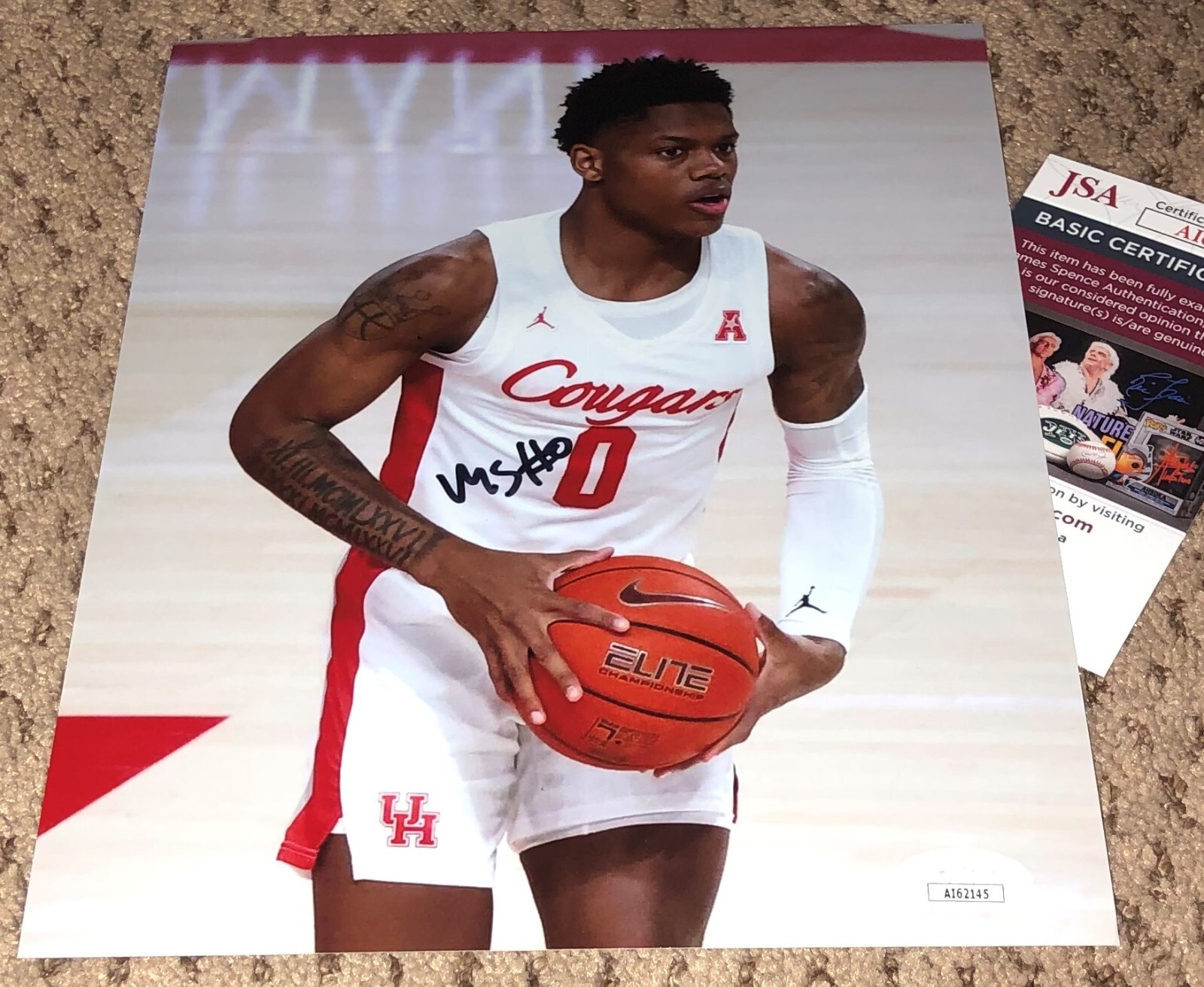 MARCUS SASSER SIGNED 8X10 PHOTO HOUSTON COUGARS BASKETBALL AUTOGRAPH JSA 