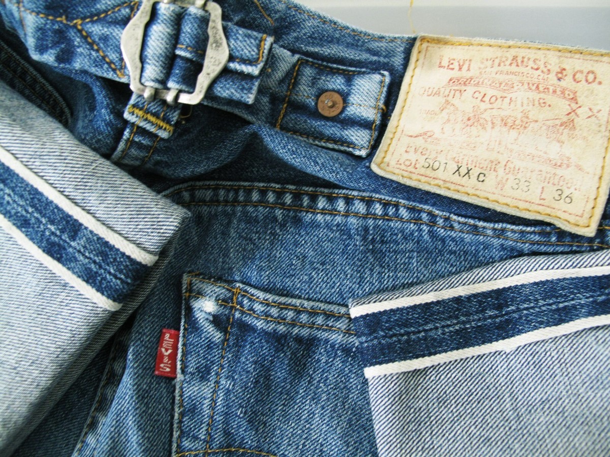 鈴木 55501XX 33 HOT VTG LVC USA Men LEVI'S 501xx BIG E SELVEDGE BELT 555