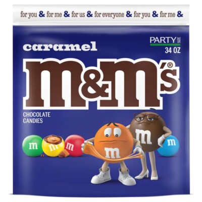 M&M'S Caramel Milk Chocolate Easter Egg Hunt Candy, Caramel Party Size 34 oz Bag