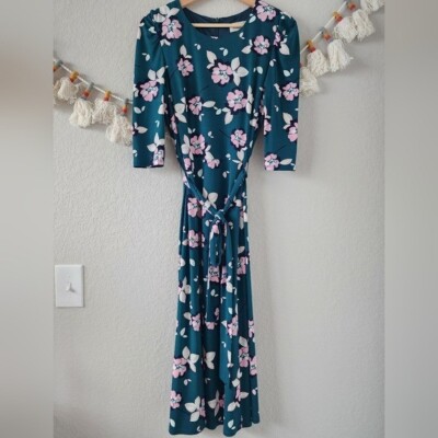 Eliza J Green Pink Floral 3/4 Sleeve Shift Midi Dress Party Prairie  Careerwear 8 | eBay