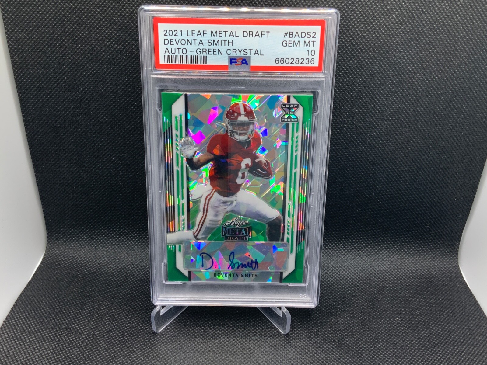 2021 Leaf Metal Draft Devonta Smith Auto Green Crystal /7 PSA 10
