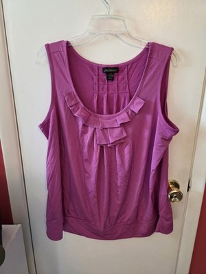 Lane Bryant Womens Sleeveless Pink Ruffle Neck Top Blouse 18/20 