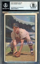 Johnny Pesky Beckett BAS Signed 1953 Bowman Color Autograph