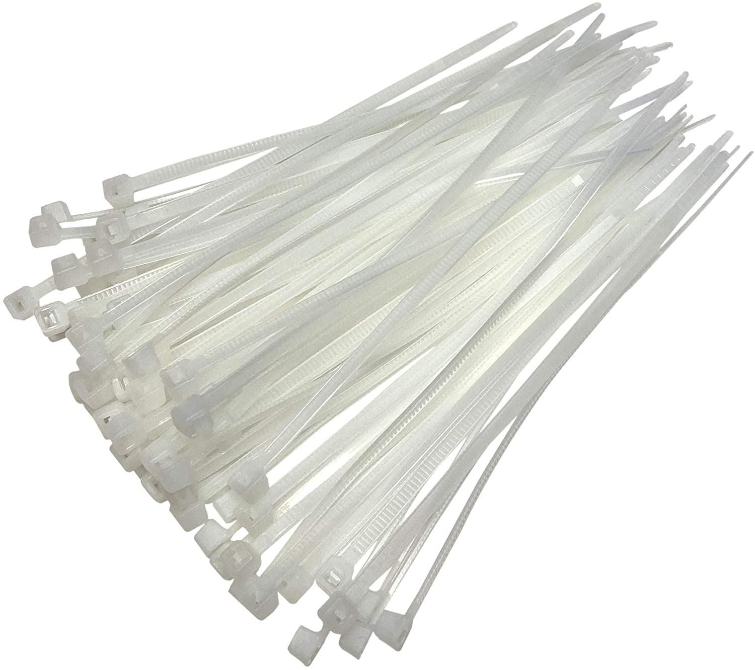 Natural/White Nylon Cable Ties 350mm x 4.8mm Pack of 100 Nylon Zip Ties