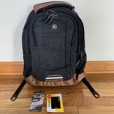 SwissGear 5505 Cecil 16  Laptop Backpack Black Canvas/Brown 
