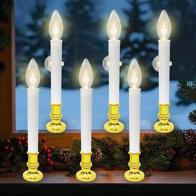 Konictom Battery Operated Christmas Window Candles Timer 6 Pack 10.5 Led