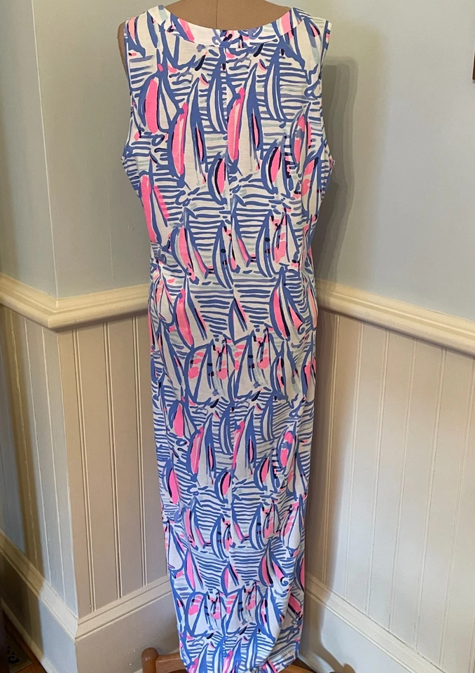 Maxi Vestido Lilly Pulitzer Amina, Rojo Devolución Derecha, Talla L Foto 3 de 4