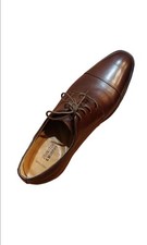 JOHNSTON MURPHY MEN'S BROWN SHEEPSKIN CAP TOE LEATHER OXFORD SHOES