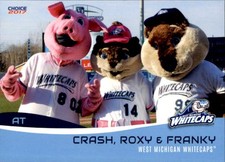 2017 West Michigan Whitecaps Choice #30 Mascots Crash Roxy Franky Baseball Card